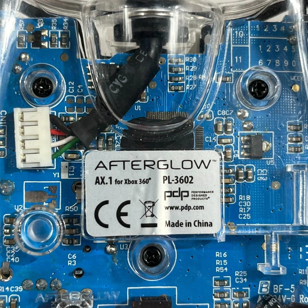 PDP Afterglow AX.1 Xbox 360 Wired Controller Clear Transparent Blue LED PL-3602